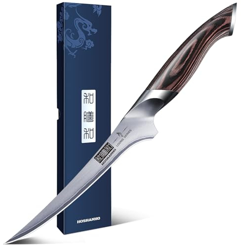 HOSHANHO Cuchillo de Filete Profesional Cuchillo para Pescado de Acero Inoxidable Cuchillos de Cocina Súper Afilado Cuchillo de Filetear con Mango Ergonómico