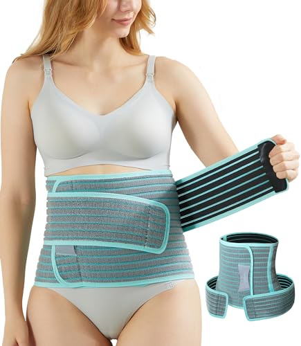MOOIMOM Maternity Belt 2 in 1 Postpartum Belly Bands for Pregnant Women Pregnancy, Back Pain Relief, C Section Recovery, Waist Binder, Rayon Made with Bamboo Charcoal Fiber(Premium Gentle Mint, L)