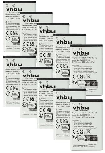 vhbw 10 x batteri kompatibel med Alcatel 8254 DECT, 8244 DECT, 8262 DECT, DECT 8232, 8242 DECT mobiltelefon smartphone telefon (1200 mAh, 3,7 V, Li-Ion)