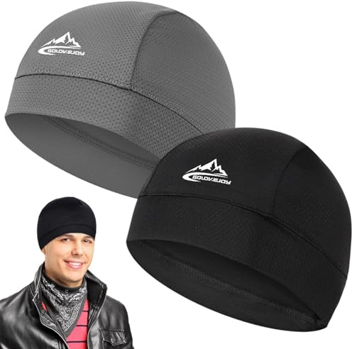 KkvoGmle 2pcs Skull Cap Sweat Wicking Running Beanie Hats Milk Silk Cycling Helmet Liner Sun Protection for Men Women Black and Grey