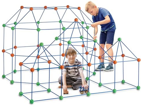 VEVOR Kit de Construction de Fort pour Enfants, 180 pièces, Jouets de Construction STEM pour Enfants de 4 5 6 7 8 Ans et Plus, Jeu de Construction de Tente intérieur extérieur, 120 tiges et 60 balles