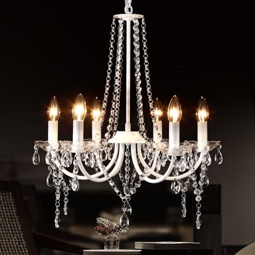 LXWNYY Lustre Cristal Lustre Salle à Manger Luminaires IntéRieur Bougie Chandelier,Convient Aux Salles à Manger, Salons, Couloirs Et Chambres,L 51x H 58, Douille E14 (Ampoule Non Incluse)
