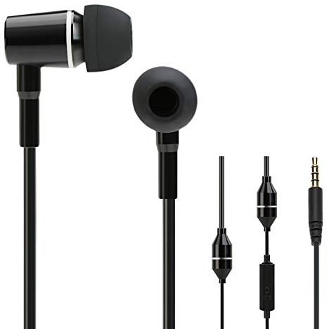 FC12 Auriculares de Música Estéreo Tubo de Aire Auriculares Antiradiación Control de Línea de Reducción de Ruido con Micrófono Negro para Teléfonos Inteligentes Computadora