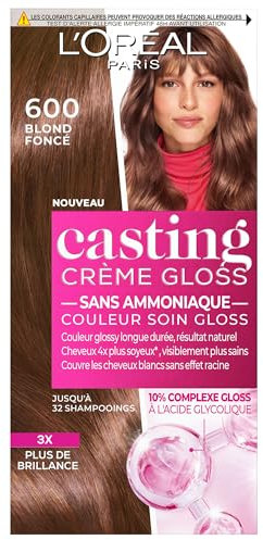 L'ORÉAL PARIS - semi-permanente Haarfarbe, Ton in Ton – Pflegefarbe Gloss – ohne Ammoniak – Casting Creme Gloss – Nuance: Dunkelblond (6.0)