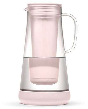 LifeStraw Home– Water Filter Pitcher, 7-Cup, Glass with Silicone Base, Pink Bubble, for Everyday Protection Against Bacteria, Parasites, Microplastics, Lead, Mercury, PFAS and a Variety of Chemicals