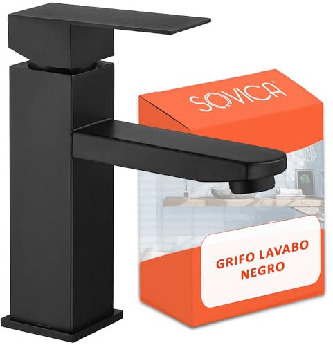 Robinet lavabo noir mat acier inoxydable mitigeur eau froide et chaude avec 2 tuyaux inclus robinet salle de bain noir