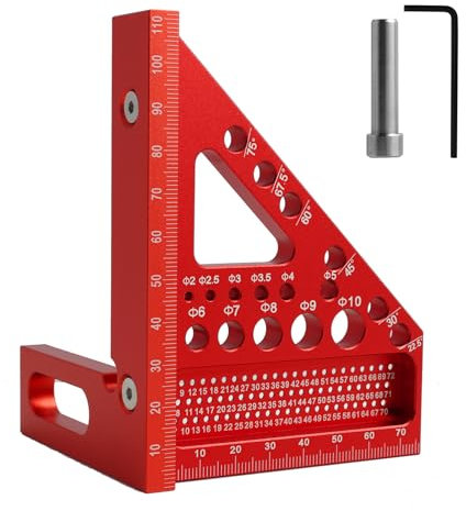 Escuadra Carpintero 3D 22.5-90 Grados Multiángulo Aleación de Aluminio Escuadra Rapida Herramientas de Medición, Regla Multifuncional para Carpintería, Ingeniería y Construcción, Alta Precisión