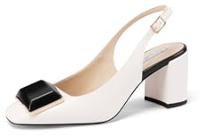 QUEEN HELENA Décolleté Eleganti Slingback Scarpe a Punta Chiusa Donna K3689 (Bianco, Sistema Taglie Calzature EU, Adulto, Donna, Numero, Media, 41)