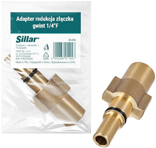 Sillar Raccordo di riduzione per pistola schiuma idropulitrice, filettatura 1/4, compatibile con Black&Decker, Bosch (nuovo tipo), Macallister, Stanley - sostituzione