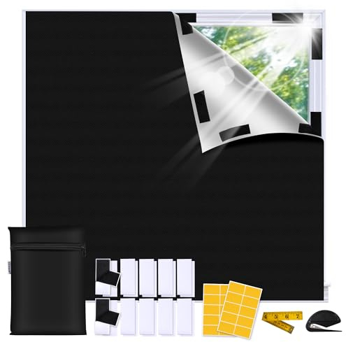 Bemece Portable 100% Store occultant, Rideau occultant sans percage pour Windows, pour Chambre à Coucher, Chambre d'enfant, loft, Caravane, avec adhésif Fort et velcro-300 x 145