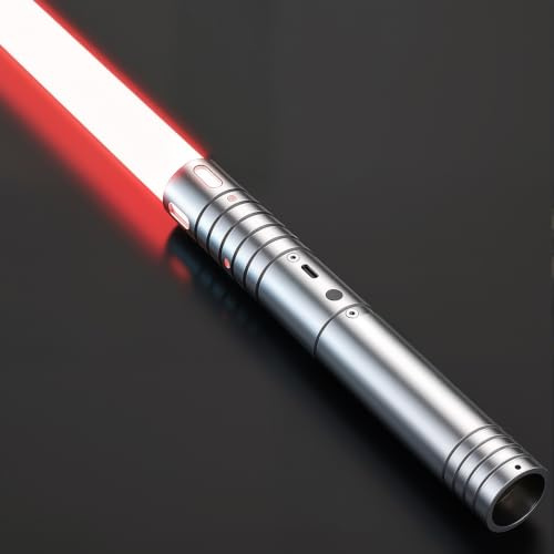 MOZC Espada Láser, Sable de Luz de 2 en 1 15 Colores, 4 Modos y Efectos de Sonido FX, Sable de Luz de Carga USB-C,Espada láser para niños Halloween Cosplay (Plateado 1PC) | 15 colores, 4 modos de juego con efectos de sonido FX, USB-C recargable Lightsaber, para regalo de niños y Halloween