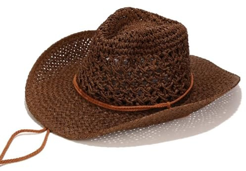 Cazqgoy halm cowboy hatt solskydd bred brätte cowgirl hatt andas västerländsk hatt för sommar strand semester