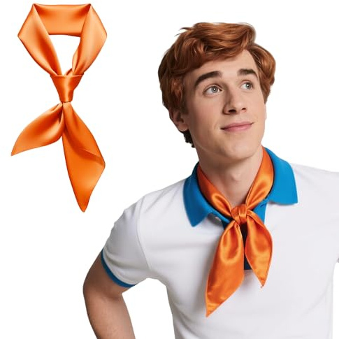 Seawhisper Orange Silk Scarf Neck Scarf Necklace Ascot Fred Costume Bandana Satin Neckerchief Hankerchief for Women Jones Men Accessories 28x28