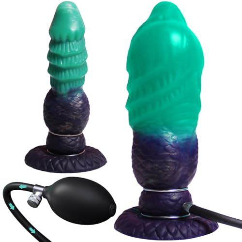 Inflatable Dildo Dragon Knot Fantasy Dildos with Adjustable Thickness, Huge Thick Anal Dildo Butt Plug with Strong Suction Cup, Horse Animal Dog Dildo, Anal Training Adult Sex Toys for Women Men