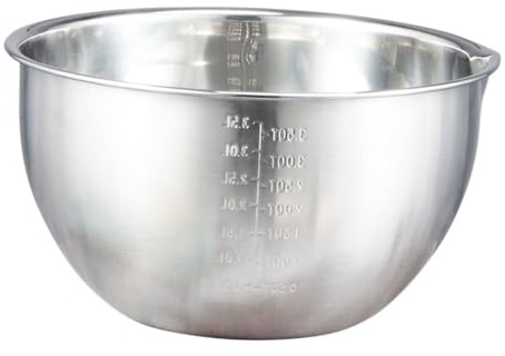 LALADEFIEE Bol à Salade Inox avec Bec Verseur Bol Multifonction pour Cuisine Mixage Œufs Pâtes et Sauces Récipient de Stockage Polyvalent avec Graduation Intérieure