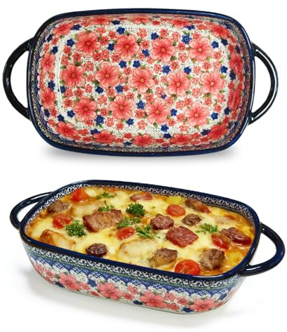 Hengrongshen bakform, keramisk ugnsform, lasagneform, keramisk bakform, ugnsformar med handtag, ugnsform för lasagne, tiramisu, gryta (A)