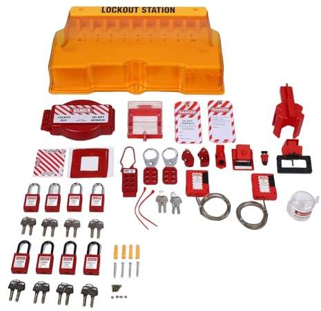 Gedourain Lockout Tagout Station Tålig Väggskiva för Industriella Miljöer med 8 Hänglås och 20 Etiketter för Underhållspersonal och Arbetare