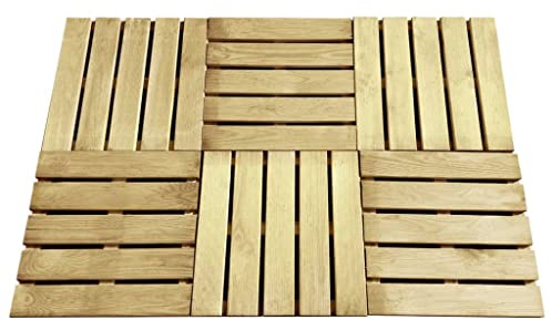 Mokuyary terrassplattor 6 st. 50 x 50 cm trä grönt terrassplattor, golvbeläggning balkongplattor för trädgård terrass balkong