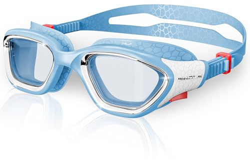 Whale Swim Goggles, HD Anti-Fog Goggles, Unisex | 100% UV Protection | Anti-Fog Design (Glacier Blue)