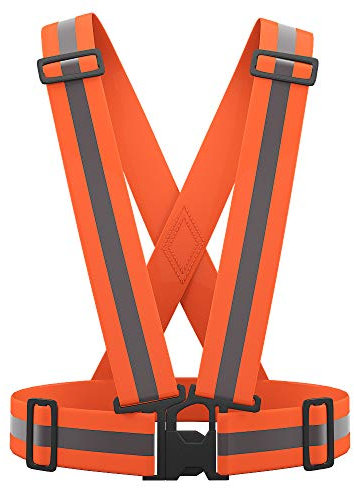 AYKRM Warnweste Fahrrad Reflektorweste Joggen Sicherheitsweste Einstellbar Leicht für Laufen, Motorrad, Running Reflektierende für Erwachsene, Kinder (Orange1)