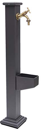 Fuente de columna Imperia de hierro fundido y acero casa jardín + grifo 303 bruñido