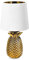 Navaris Tischlampe im Ananas Design - 35cm hoch - Deko Keramik Lampe für Nachttisch oder Beistelltisch - Dekolampe mit E14 Gewinde in Gold-Weiß