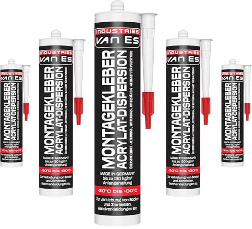 VE-INDUSTRIES 5 x Montagekleber 310ml | haftstark | Konstruktionskleber Styroporkleber Baukleber | Made in Germany