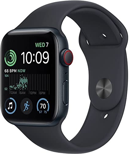 Apple Watch SE (2nd Gen) (GPS, 44mm) - Midnight Aluminum Case with Midnight Sport Band, S/M (Renewed)