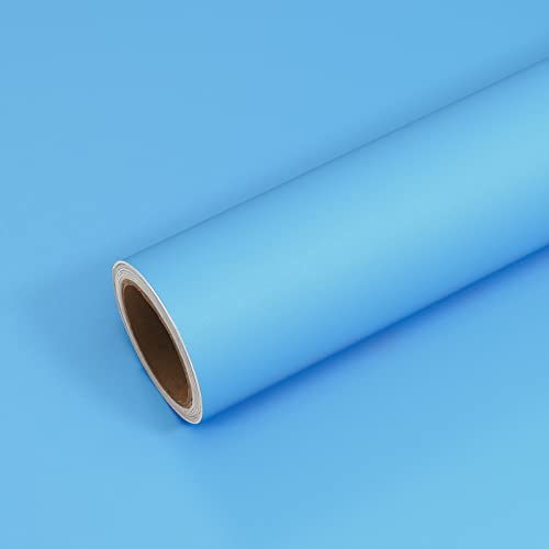 VEELIKE Papel Pintado Azul Claro Papel Autoadhesivo Pared Azul Papel Adhesivo para Muebles Papel Tapiz Cocina Decorado Impermeable Papel de Pared Habitacion Papel Forrar Mueble Dormitorio 40cm×300cm