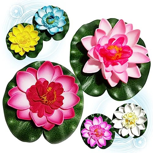 NASSMOSSE Flytande lotusblommor 6 st 9 cm konstgjorda vattenliljor realistiska konstgjorda dammväxter för trädgård pool akvarier dekoration