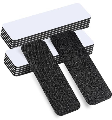 Velcro Adhesivo Doble Cara 3x10cm, Negro Cinta Extrafuerte Reutilizable para Alfombra, Decoraciones y DIY - 10 Piezas