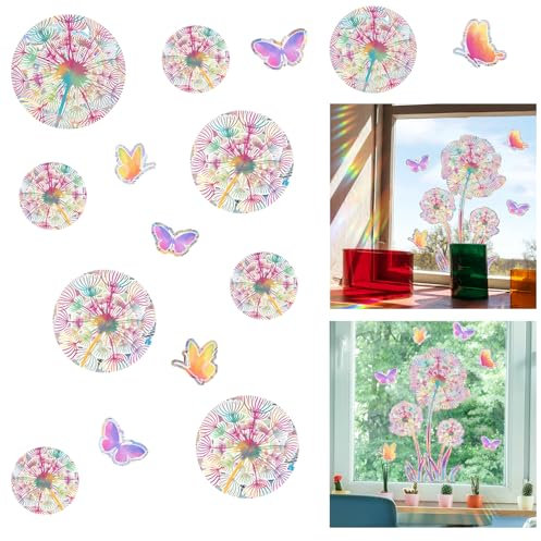 Suncatcher Autocollant anti-collision pour fenêtre - Motif oiseau - Attrape-soleil nuage - Autocollant de fenêtre - Film arc-en-ciel - Protection contre les chocs de fenêtre