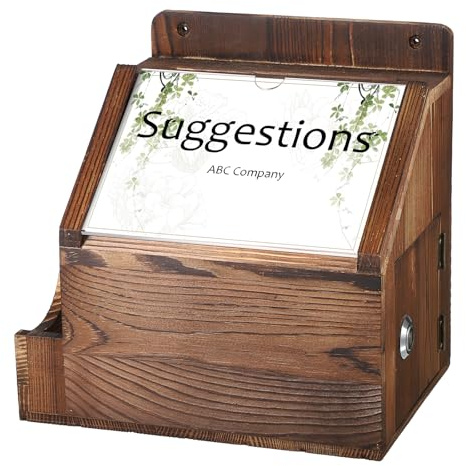 SUMTree Retro Wood Wall Mountable Ballot Donation Box with Lock