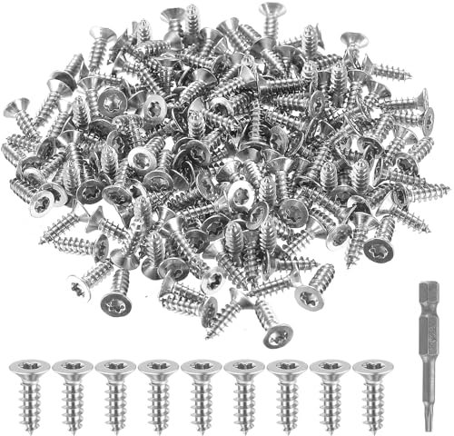 160 Piezas de Tornillos Autorroscantes de Acero Inoxidable TORX, Juego de Tornillos para Madera y Metal, Tornillos de Cabeza Plana para Muebles, con Destornillador T10 de 50mm