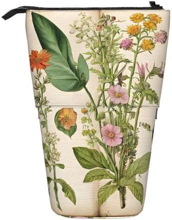 ESNAIUVCD Trousse à crayons rétractable personnalisée avec motif floral dans le vieux livre – Trousse à crayons avec nom personnalisé pour étudiants, enfants, adultes pour l'école, le bureau