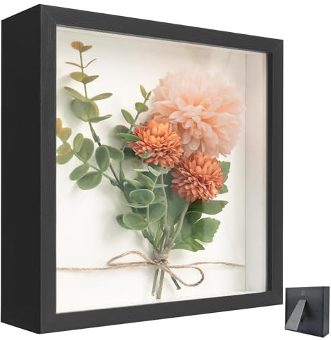 3D Marco de Fotos, Marco de Fotos Profundo para Rellenar 25 x 25 cm, Marco Tridimensional Cuadrado, Marco de Objetos 3D más Profundo 3cm, para Decoraciones DIY, Negro