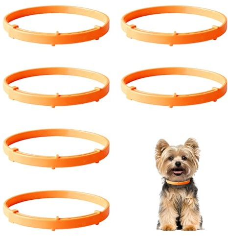 6Pcs Calming Collar for Dogs, Orange Dog Anxiety Relief Collar Adjustable, Dog Calming Collar for Firework Bonfire Night Stress, Anti Barking Collars for Small Medium Large Dogs (Orange)