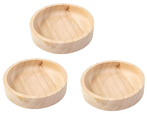 3 Pack Small Wooden Bowl, Hamster Food Bowl for Gerbil Guinea Pig Rabbit, Natural Wood Chew Pet Feeding Dish, Mini Eco-Friendly Small Animal Habitat Accessories