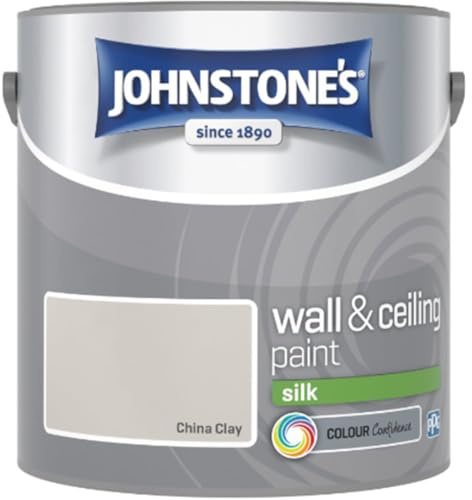 China Clay Johnstone’s Wall & Ceiling Silk Paint 2.5L – Smooth Silk Finish, Excellent Coverage, Quick Dry, Low Odour Interior Paint for Walls & Ceilings