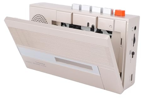 Fockety Lettore di Cassette Portatile, Lettore di Cassette Bluetooth, Convertitore da Cassetta a MP3, Registratore con Altoparlante, Microfono, Jack per Cuffie e Batteria
