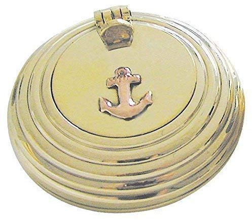 linoows Klapp-Aschenbecher gerillter Rand, Marine Wind-Ascher, Messing 6 cm6 cm