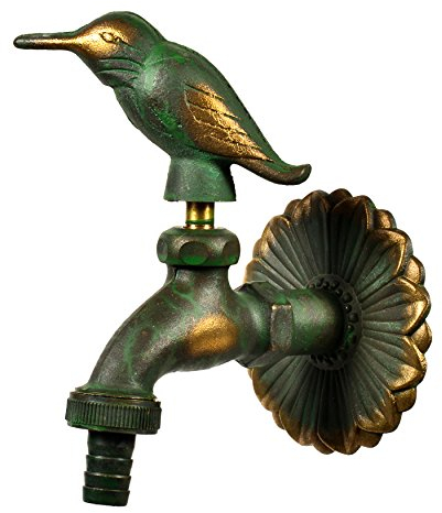 VARIOSAN Nostalgie-Auslaufventil Vogel 11220, 1/2, Messing-patiniert, langer Wandabstand, massive Wandrosette