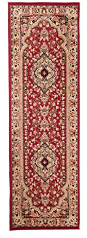 Carpeto Orientteppich Läufer Teppich Rot 70 x 250 cm Medaillon Muster Kurzflor Verona Kollektion