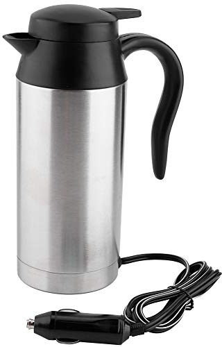 Hervidor de agua eléctrico, acero inoxidable de 750 ml Hervidor de agua eléctrico Té de café Termo Taza de calentamiento de agua (12V) -Control de temperatura/a prueba de fugas