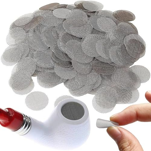 MINGZE 200 Pieces Stainless Steel Pipe Filters, 20mm Tobacco Pipe Screens Smoking Screens, Silver Mesh Screen Gauzes Filter Fittings 304 Stainless Steel