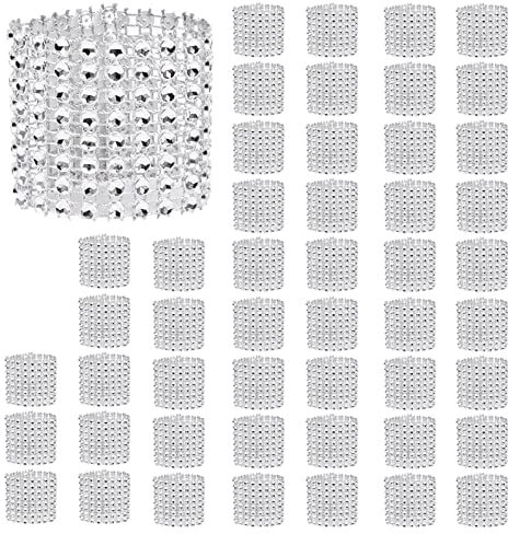 Rhinestone Napkin Rings 50Pcs Diamond Mesh Wrap Ribbon Bouquet Wrapped Ribbon Ring Napkin Holder for Table Settings Wedding Birthday 5 x 1.5inch