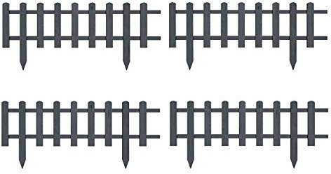 Trästängsel, vattentätt impregnerat staketplatta, trädgårdsstaket, dekorativt trädgårdsstaket, galler (4 stycken – 94 x 40 cm, grå)