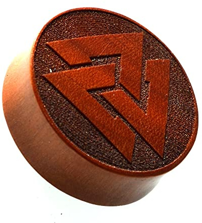CHICNET Flesh Plug in legno marrone Valknut con nodi di votano, dilatatore, dilatatore, piercing per orecchio, da uomo e da donna, Legno,