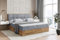 ALTDECOR Boxspringbett mit Matratze und Lattenrost, Boxbett, Topper, Polsterbett mit Bettkasten, Bett mit Stauraum H3-Matratze, Doppelbett, Springboxbett mit Eiche Holz - LOLLI7-180x200 Grau Samt