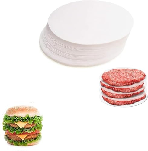 LYSAIMG 500 Pz Carta per Hamburger,Fogli di Carta Antiaderente per Hamburger,10cm Rotondi Carta da Forno Fogli Separatori,per Casa o Ristorante Hamburger,Cheeseburger,Patties
